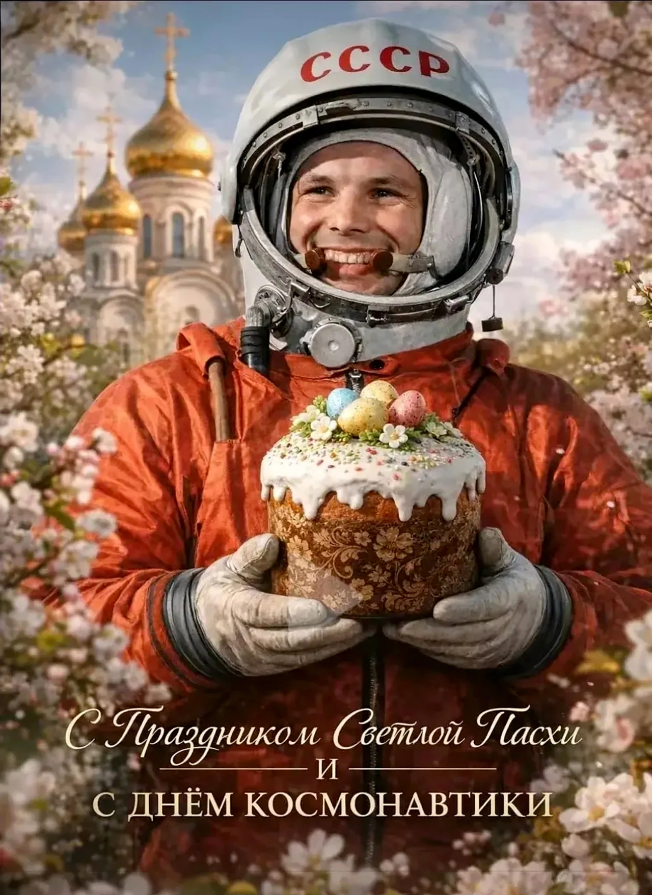 С праздником СВЕТЛОЙ ПАСХИ и днём КОСМОНАВТИКИ!