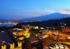 Таормина и Этна ночью. Taormina and Etna at Night.
